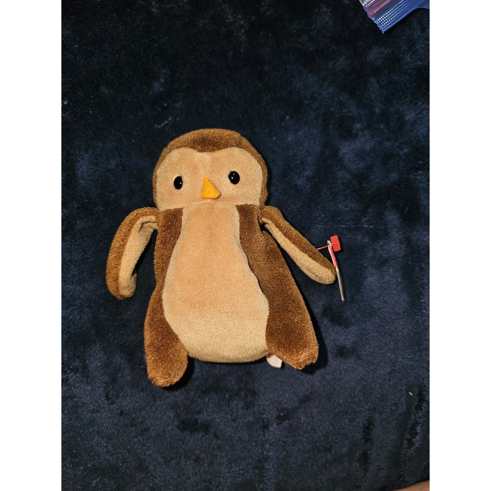 Ty Beanie Babies Hoot the Owl Brown Tan Plush Bird Vintage 1995 Style 4073 NWT